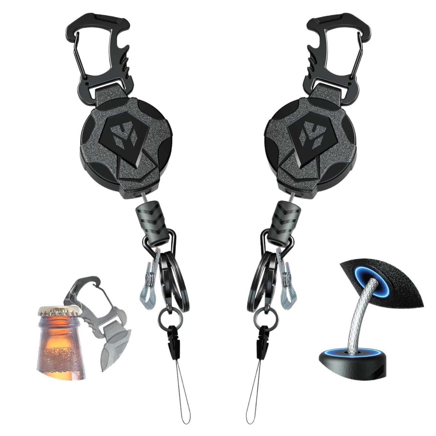 Metal retractable keychain anti-lost anti-theft keychain rebounds to prevent loss of hands strong magnetic drawstring easy to pull hanging buckle