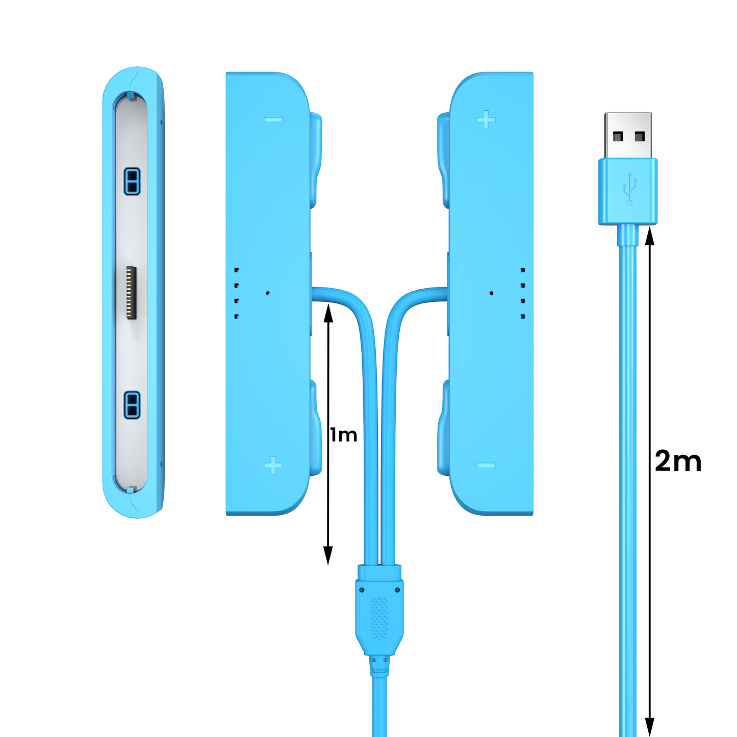 Two-in-one charging cable for left and right hands, with charging indicator light