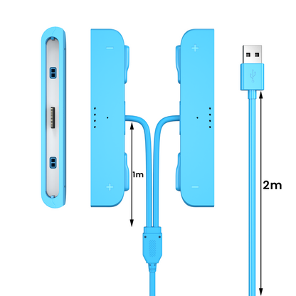 Two-in-one charging cable for left and right hands, with charging indicator light