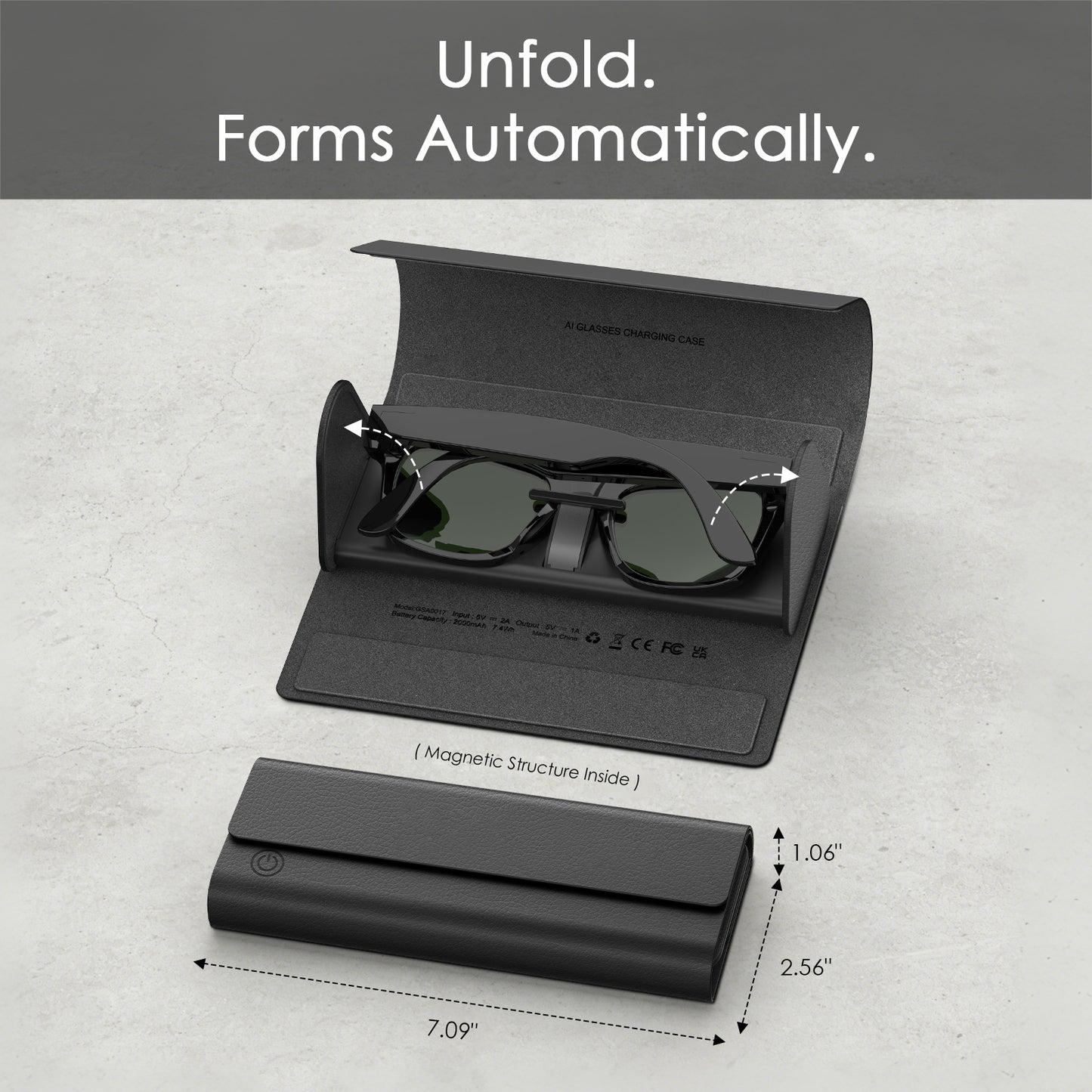 Foldable charging case for Ray-Ban Meta