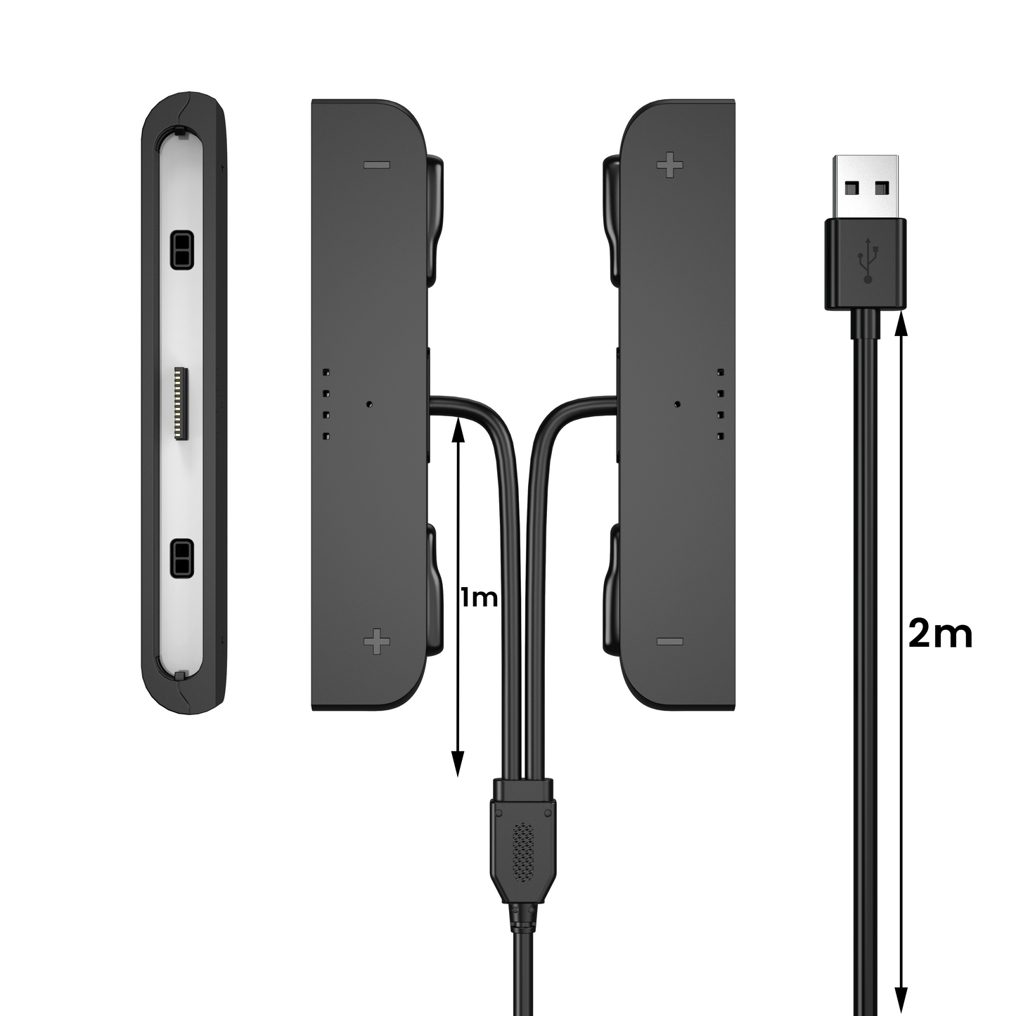 Two-in-one charging cable for left and right hands, with charging indicator light