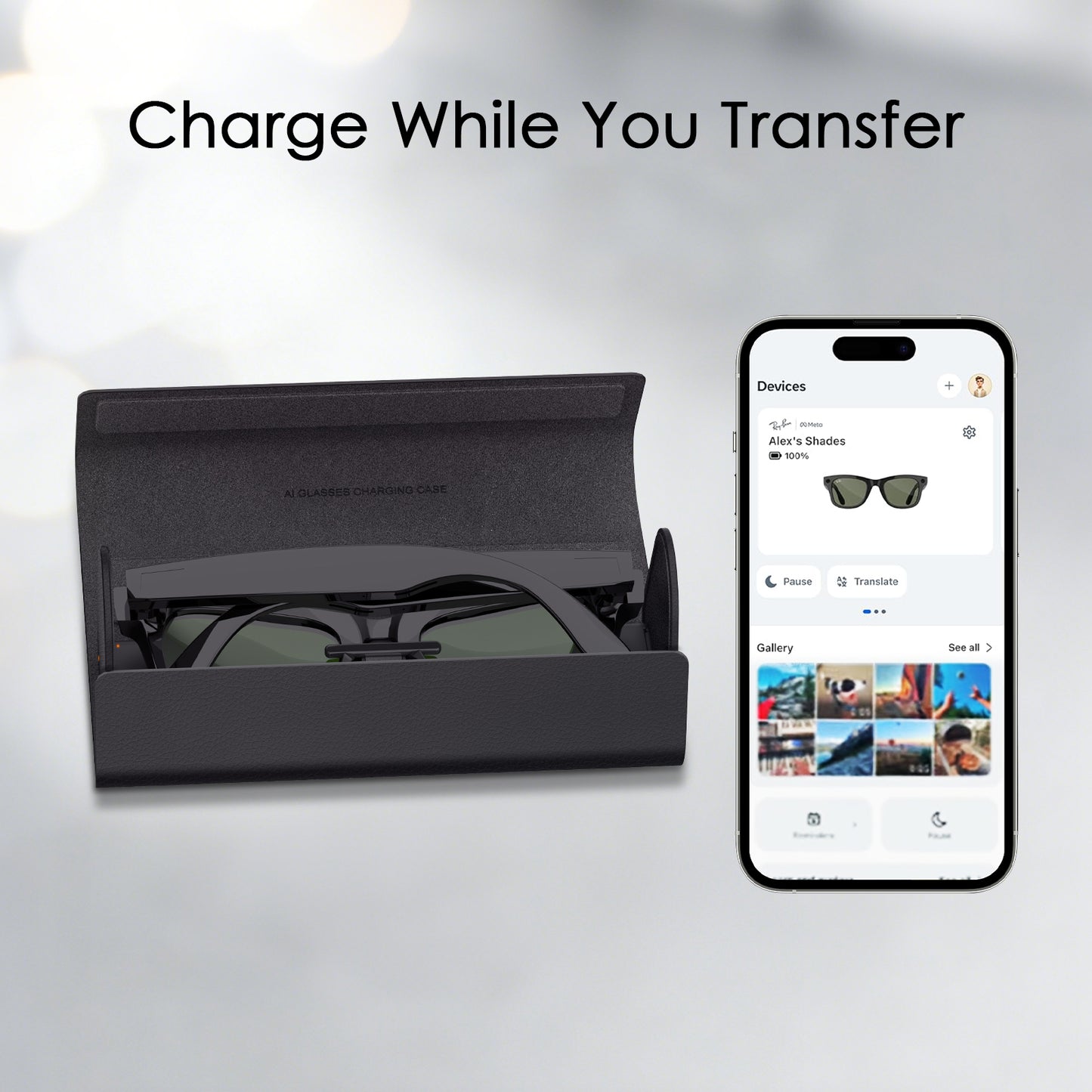 Foldable charging case for Ray-Ban Meta