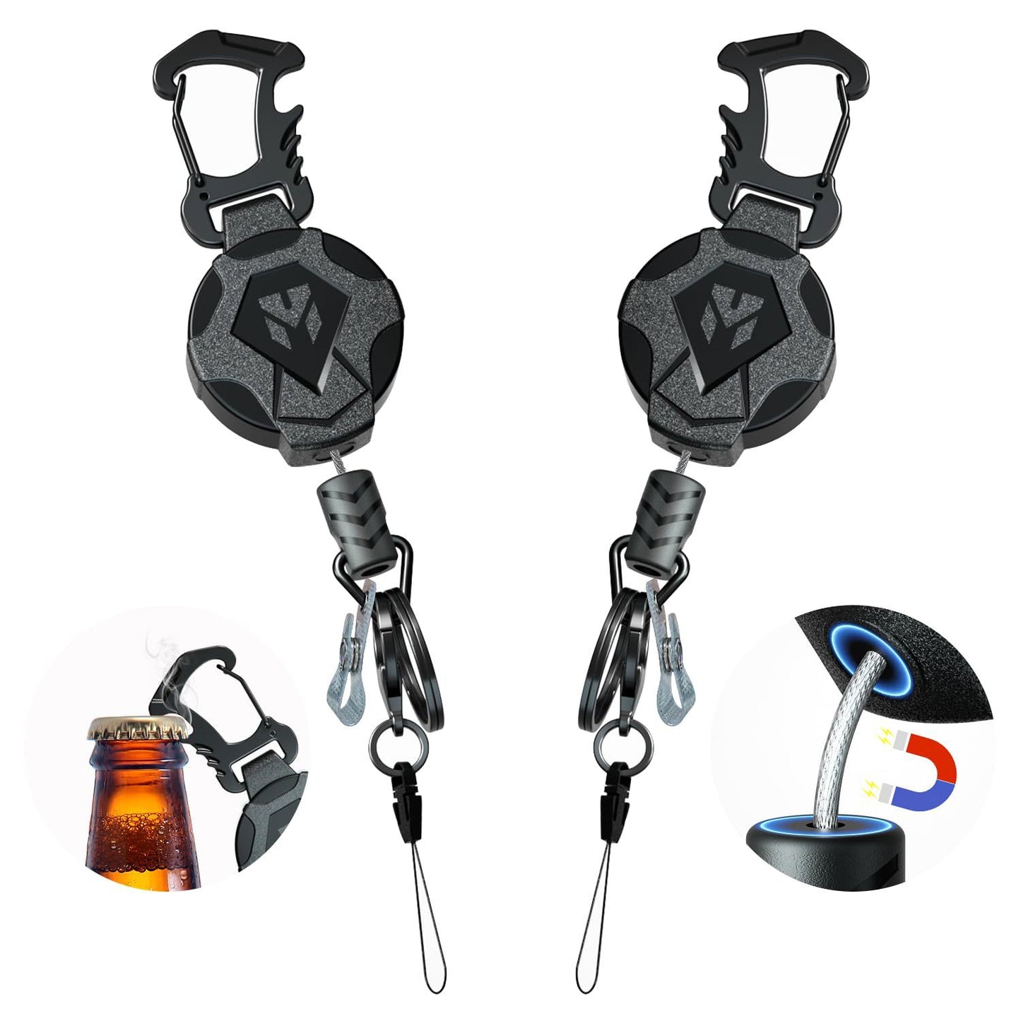 Metal retractable keychain anti-lost anti-theft keychain rebounds to prevent loss of hands strong magnetic drawstring easy to pull hanging buckle